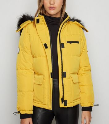 New look yellow puffer jacket hotsell