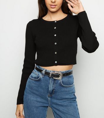 button up crop cardigan