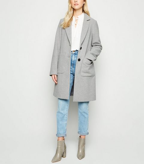 Pale Grey Revere Collar Coat