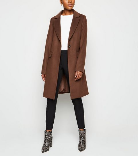 Dark Brown Revere Collar Coat
