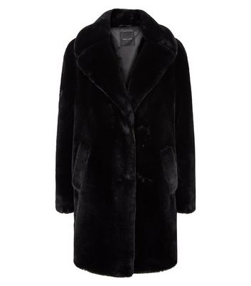 new look faux fur longline coat