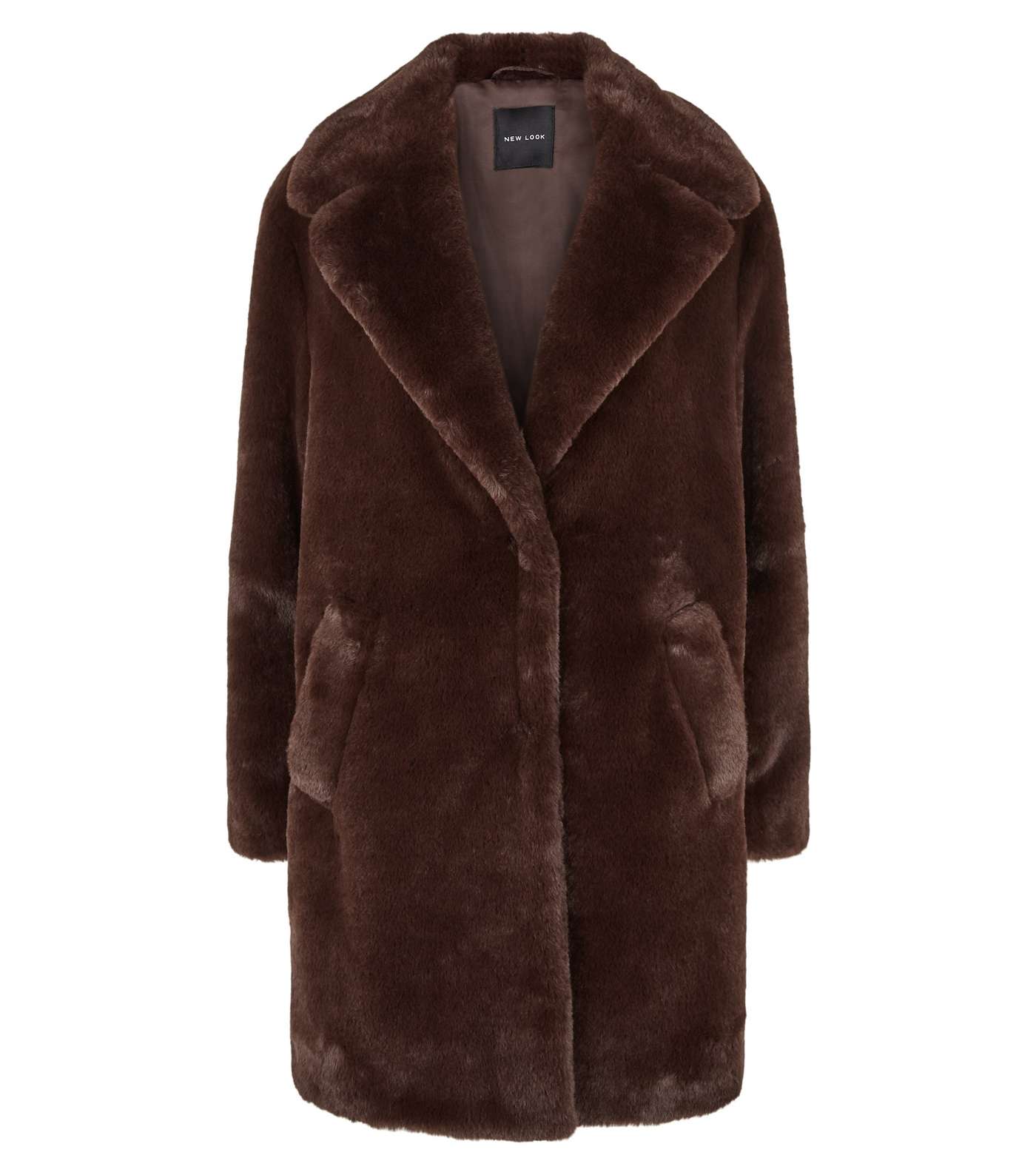 Dark Brown Faux Fur Longline Coat Image 4