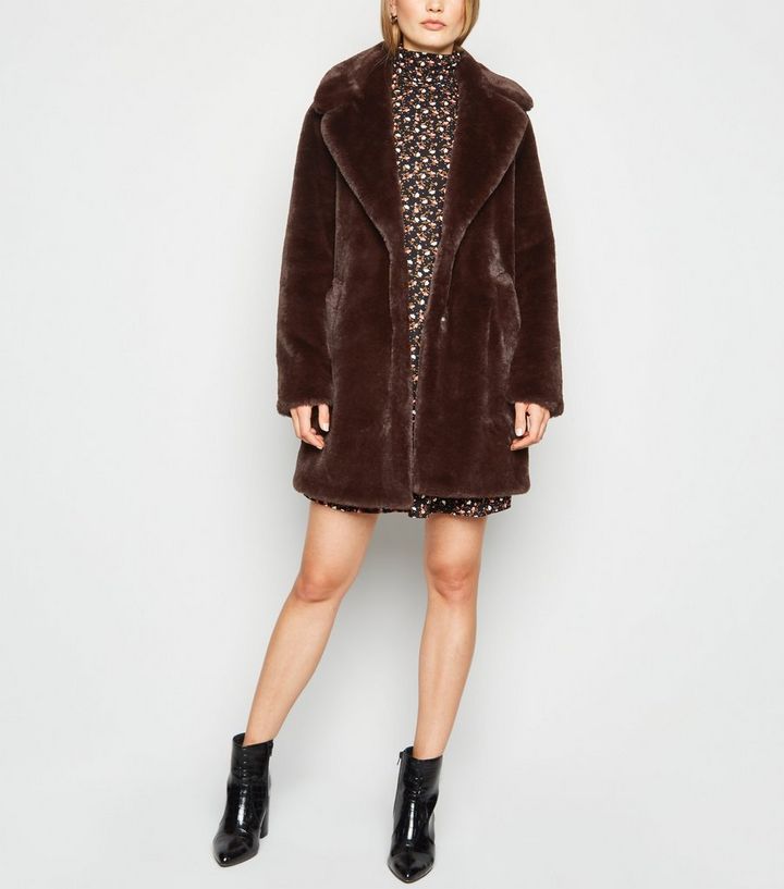 Dark Brown Faux Fur Longline Coat New Look Dark Brown Faux Fur Longline Coat New, Dark Brown Faux Fur Longline Coat