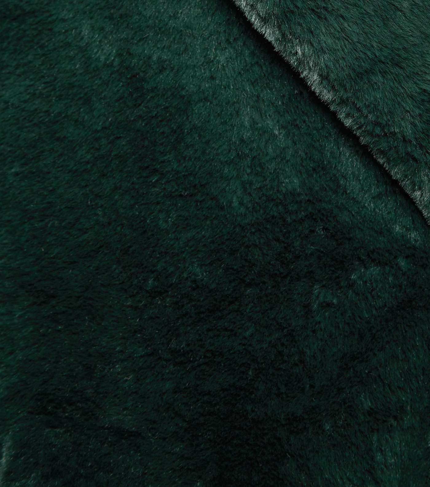 Dark Green Faux Fur Longline Coat Image 5