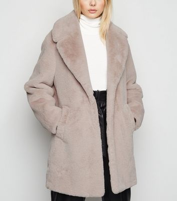 New look pink fur coat best sale