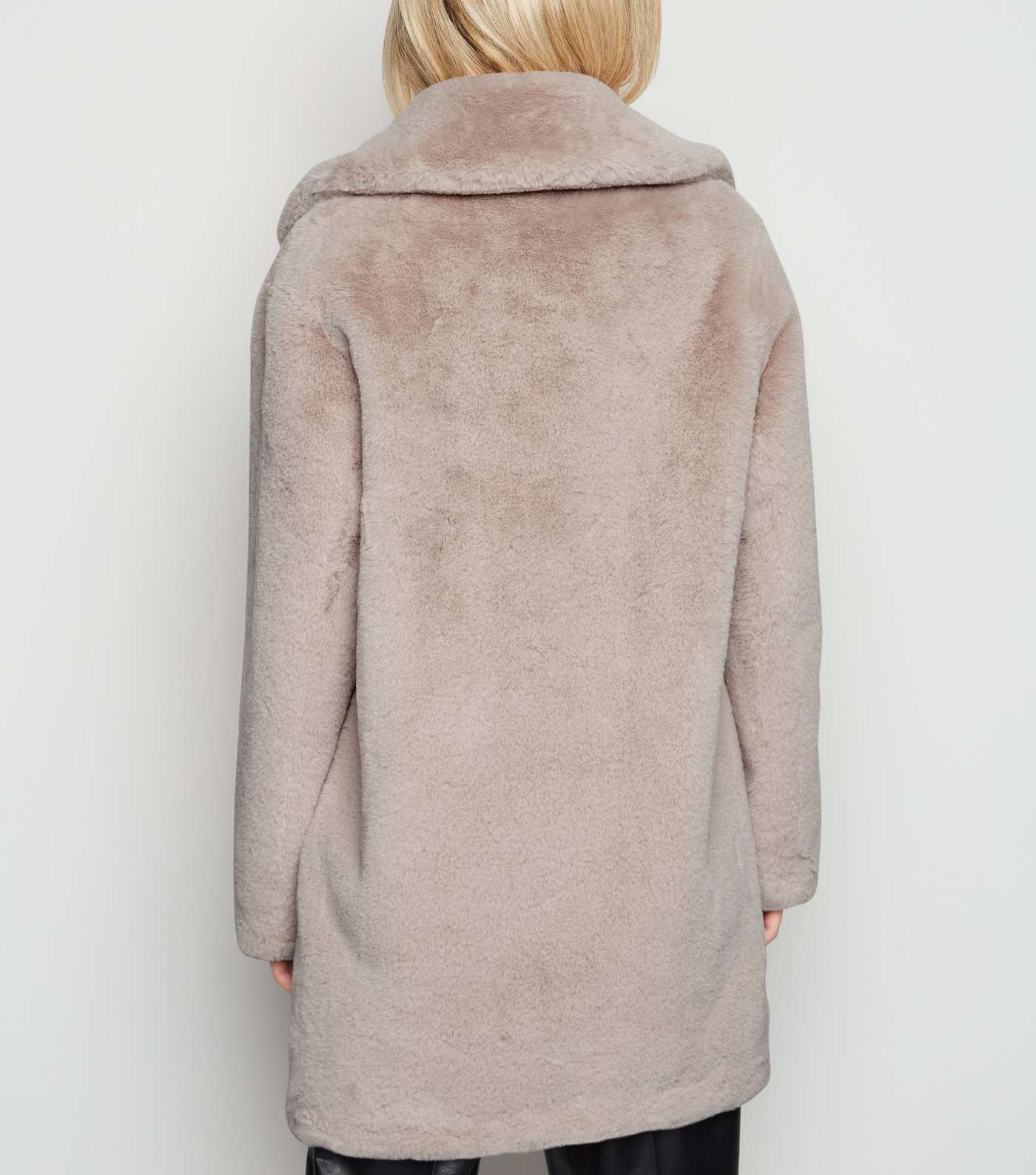 Pale Pink Faux Fur Longline Coat Image 3