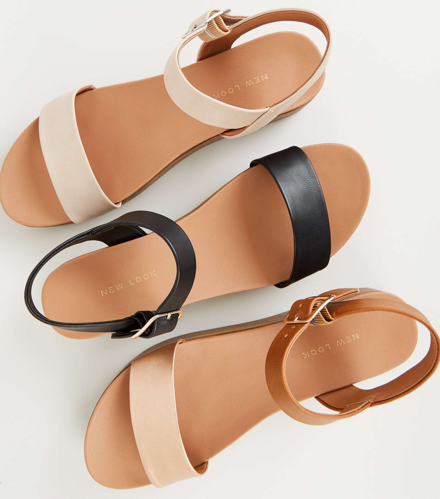 Black Leather-Look Flatform Footbed Sandals Image 4