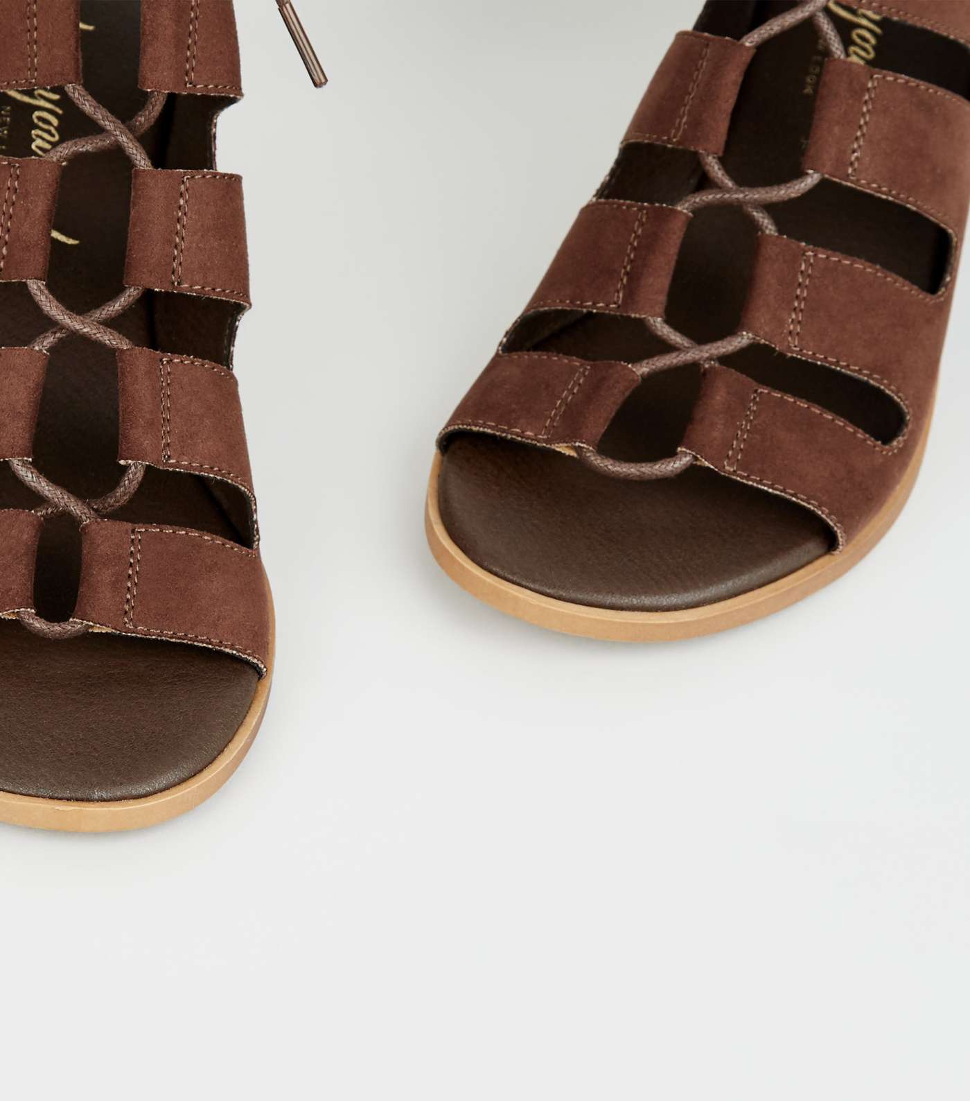 Brown Ghillie Lace Up Low Heel Sandals Image 3