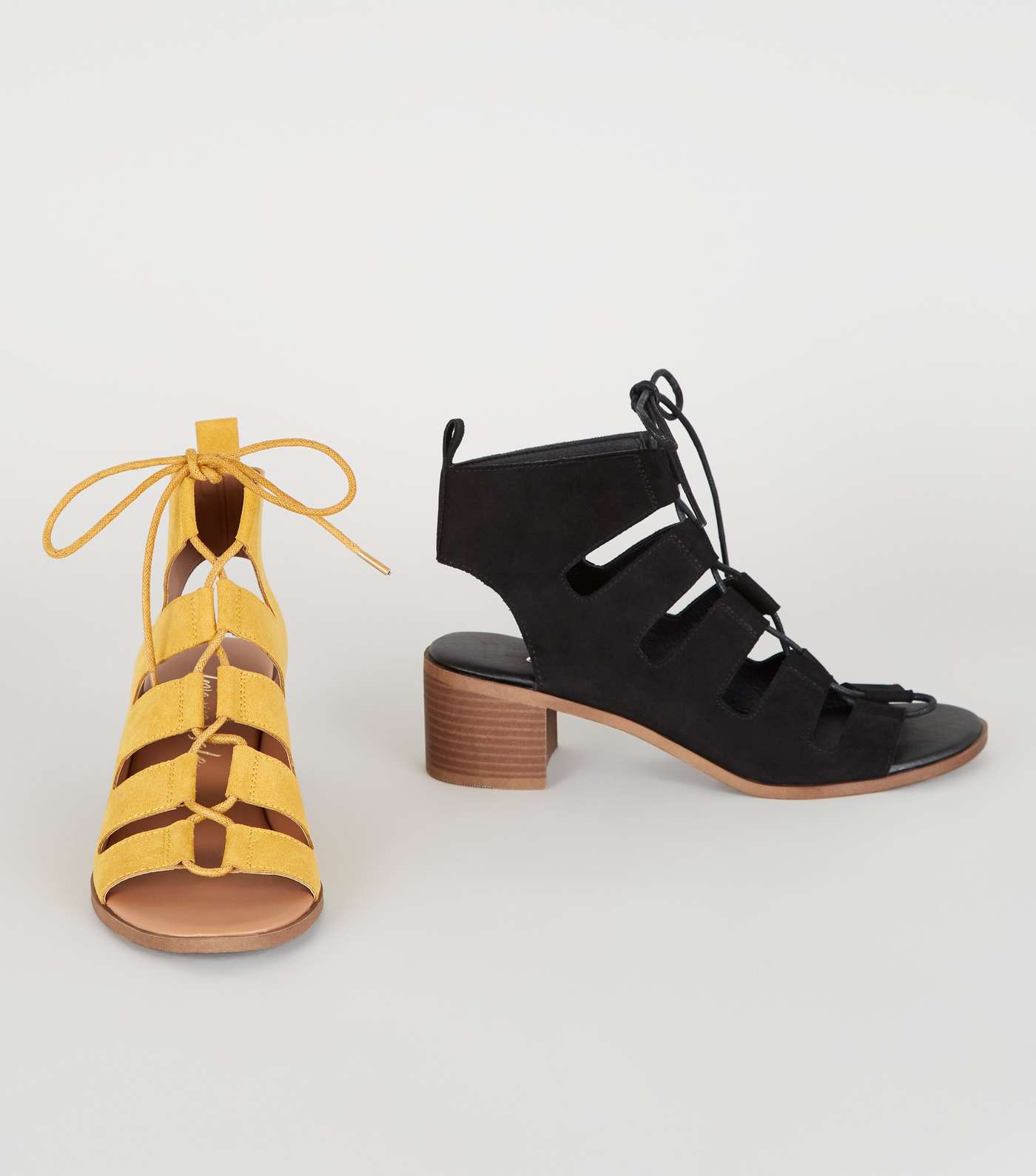 Mustard Ghillie Lace Up Low Heel Sandals Image 3