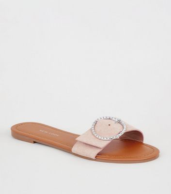 wide fit diamante sliders