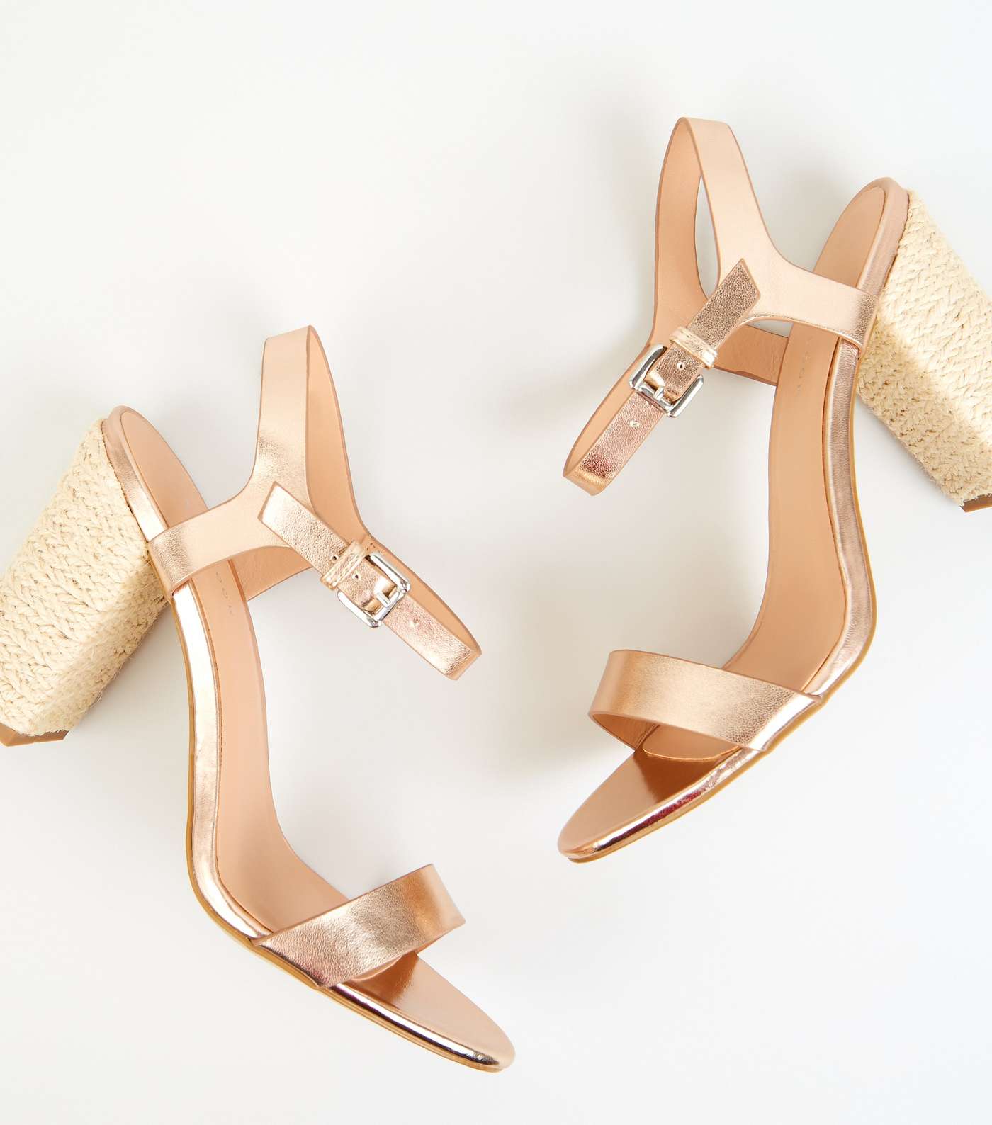 Rose Gold Leather-Look Block Heel Sandals Image 3