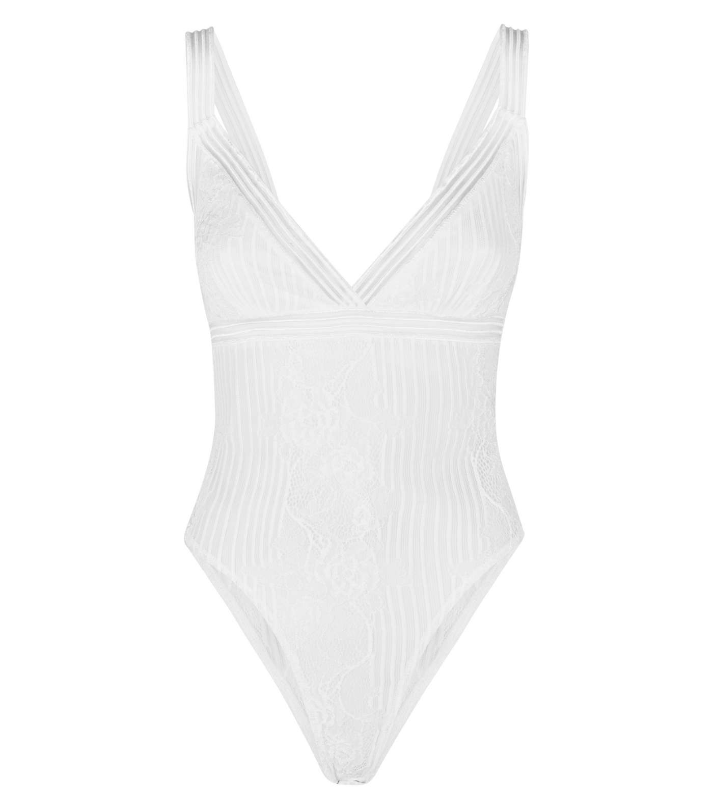 White Lace Strappy Bodysuit  Image 4