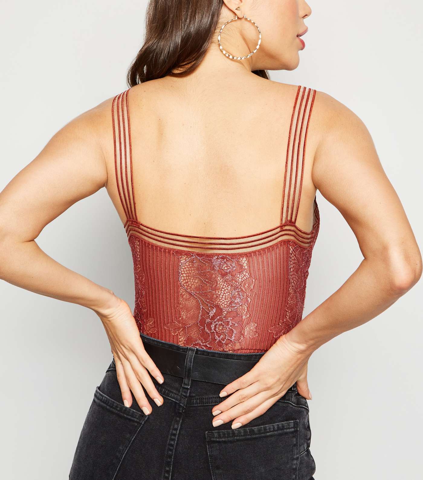 Rust Lace Strappy Bodysuit  Image 3
