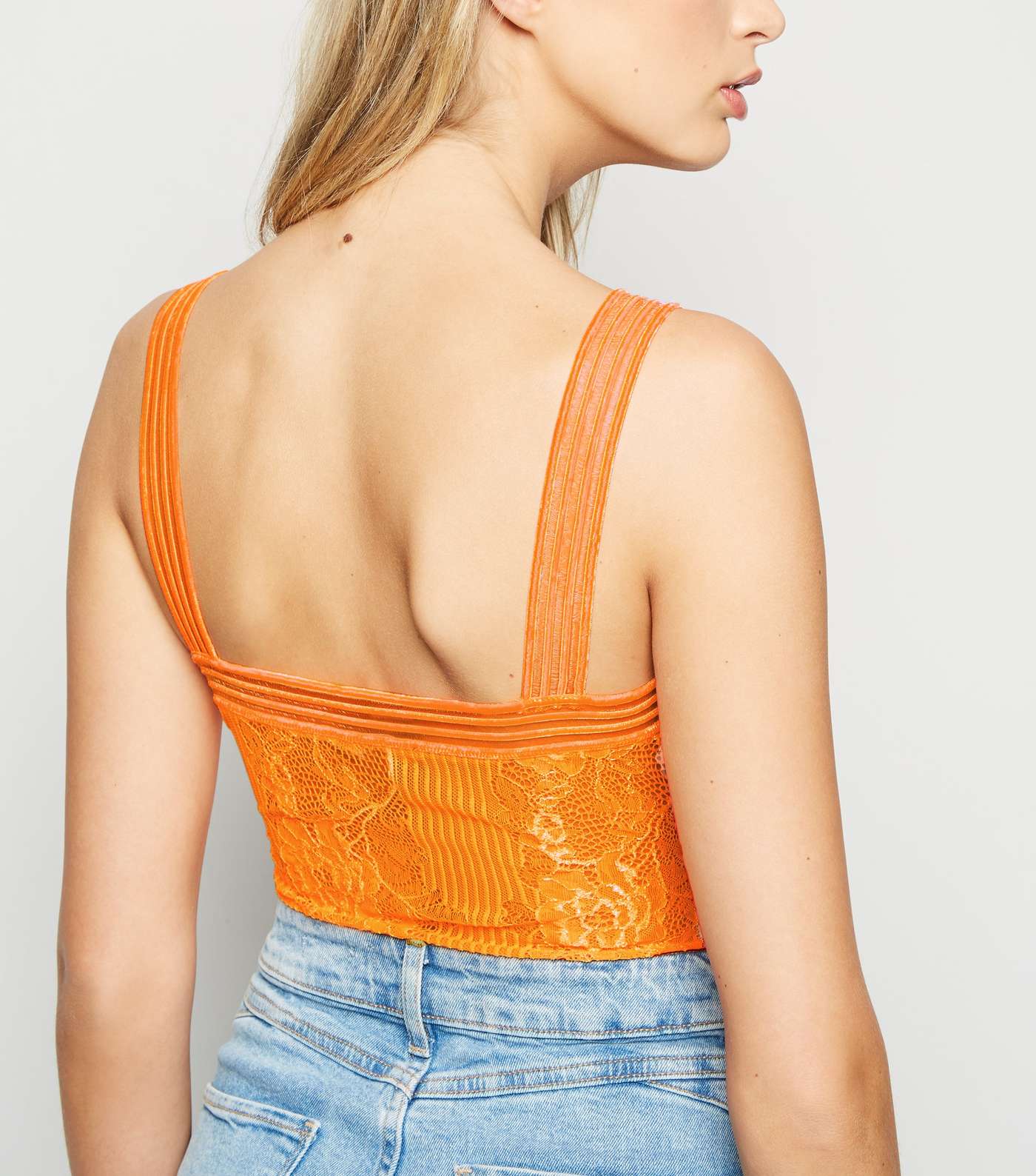Bright Orange Lace Strappy Bodysuit  Image 3