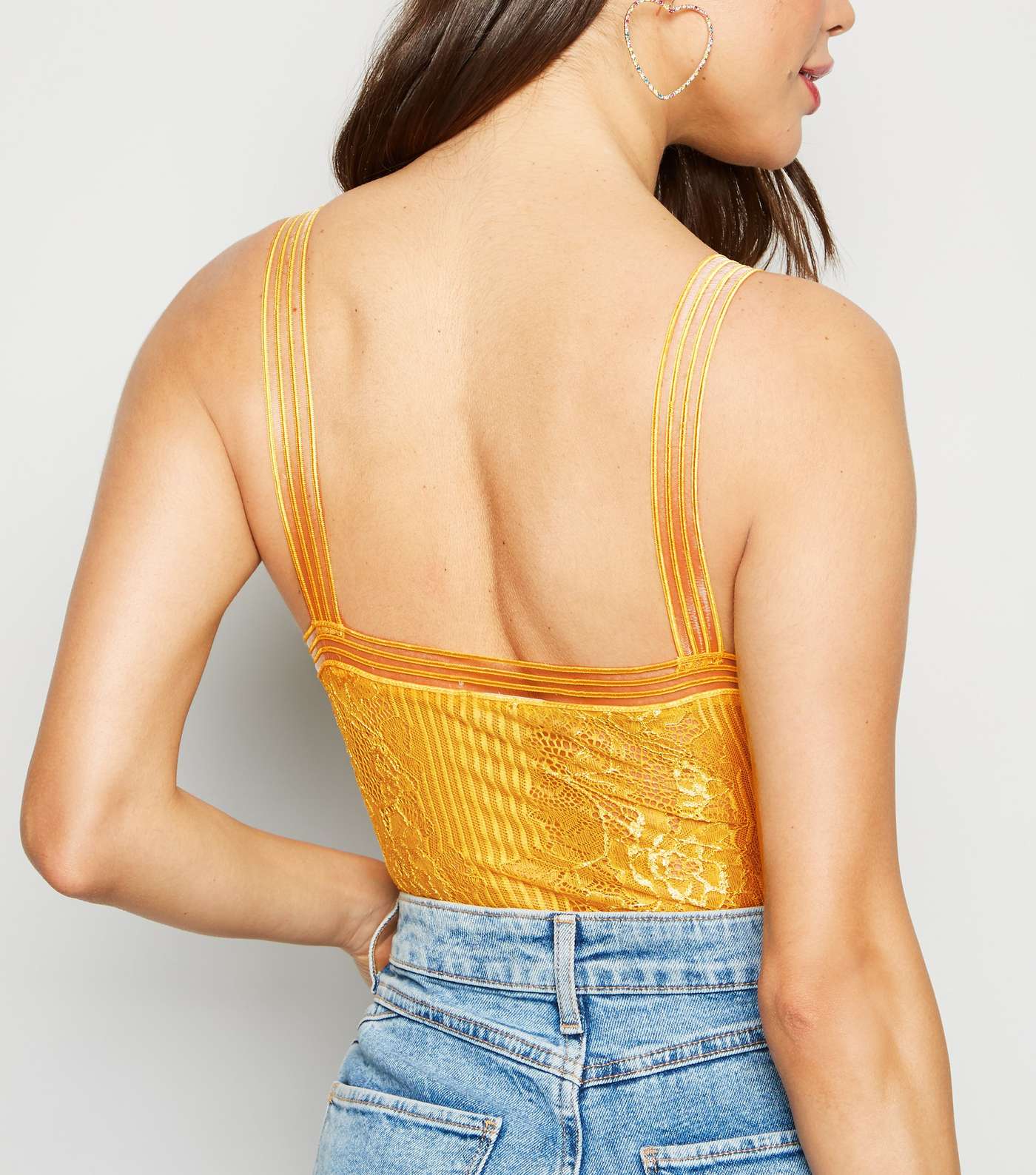 Mustard Lace Strappy Bodysuit  Image 3