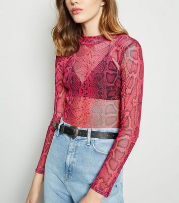 neon pink mesh top