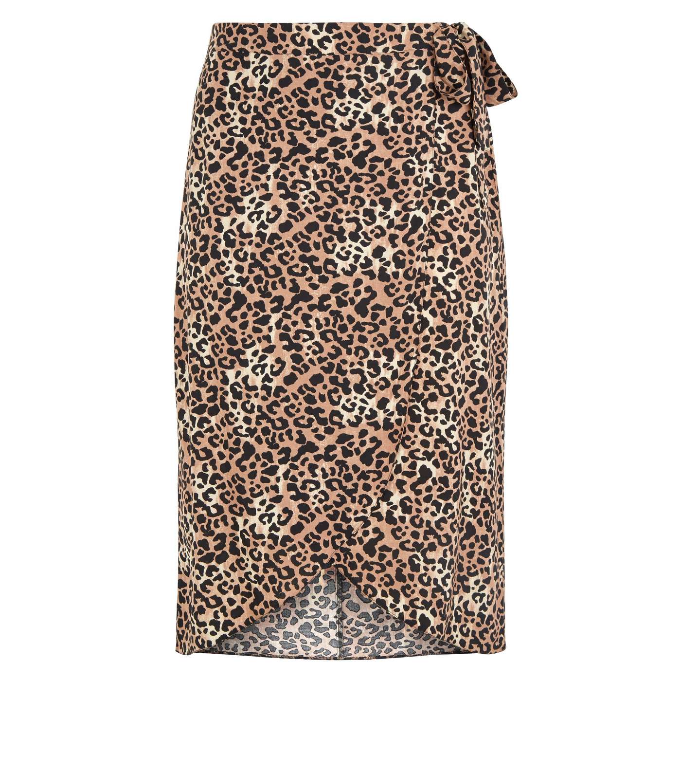 Curves Brown Leopard Print Wrap Midi Skirt Image 4
