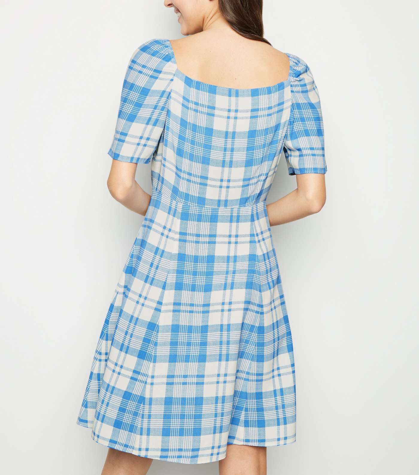 Tall Blue Check Square Neck Tea Dress  Image 3