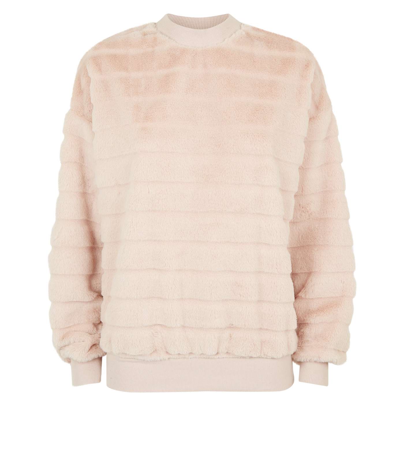Pale Pink Pelted Faux Fur Sweatshirt Image 4