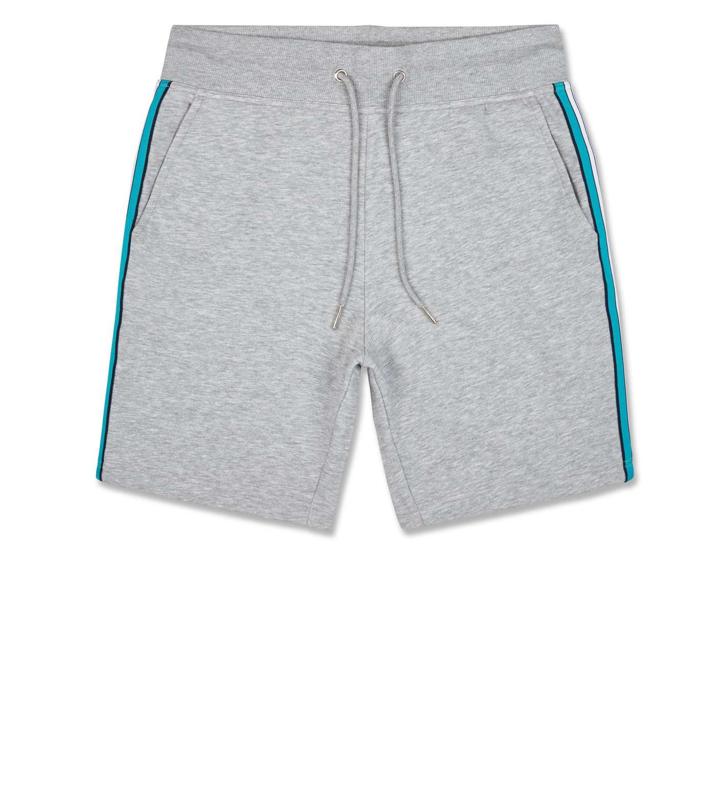 Pale Grey Marl Side Stripe Jersey Shorts Image 4