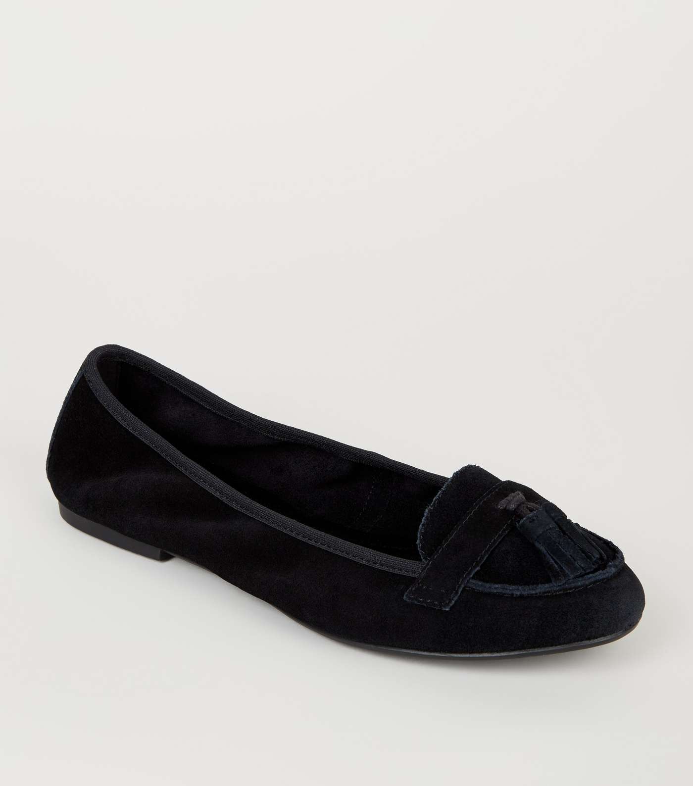 Wide Fit Black Suede Elasticated Loafers