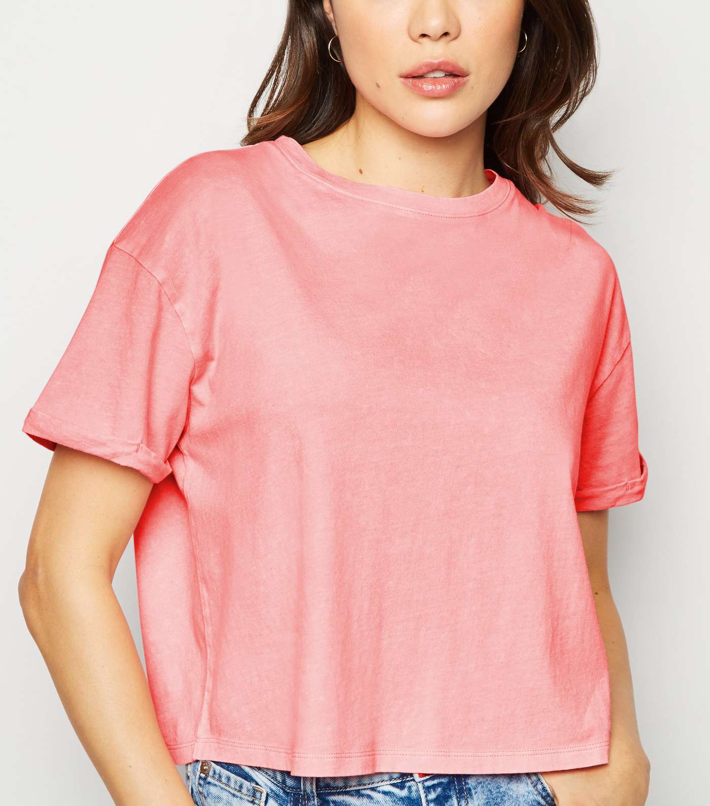 Pink Acid Wash Crop T-Shirt