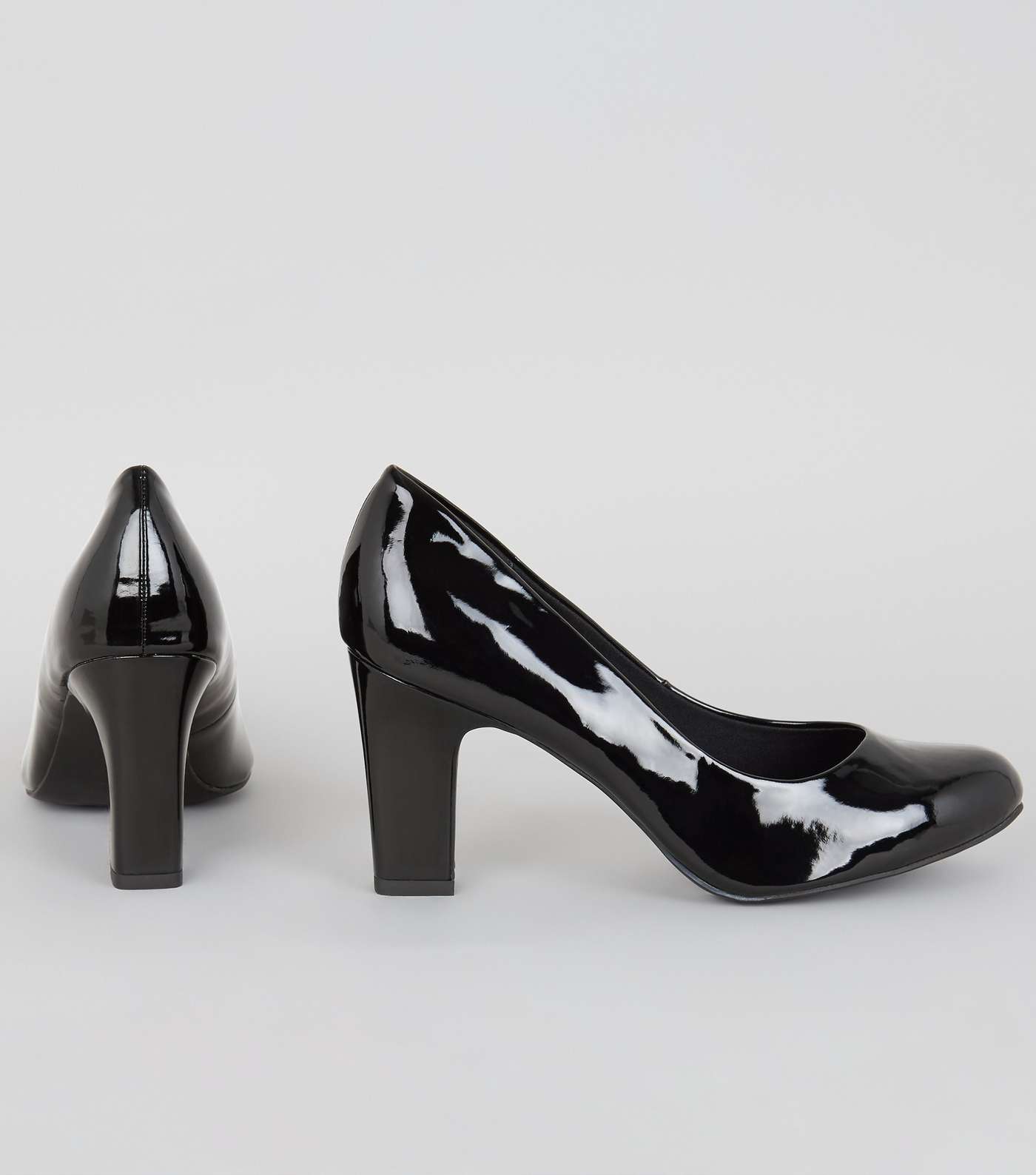 Wide Fit Black Patent Court Shoes Image 4
