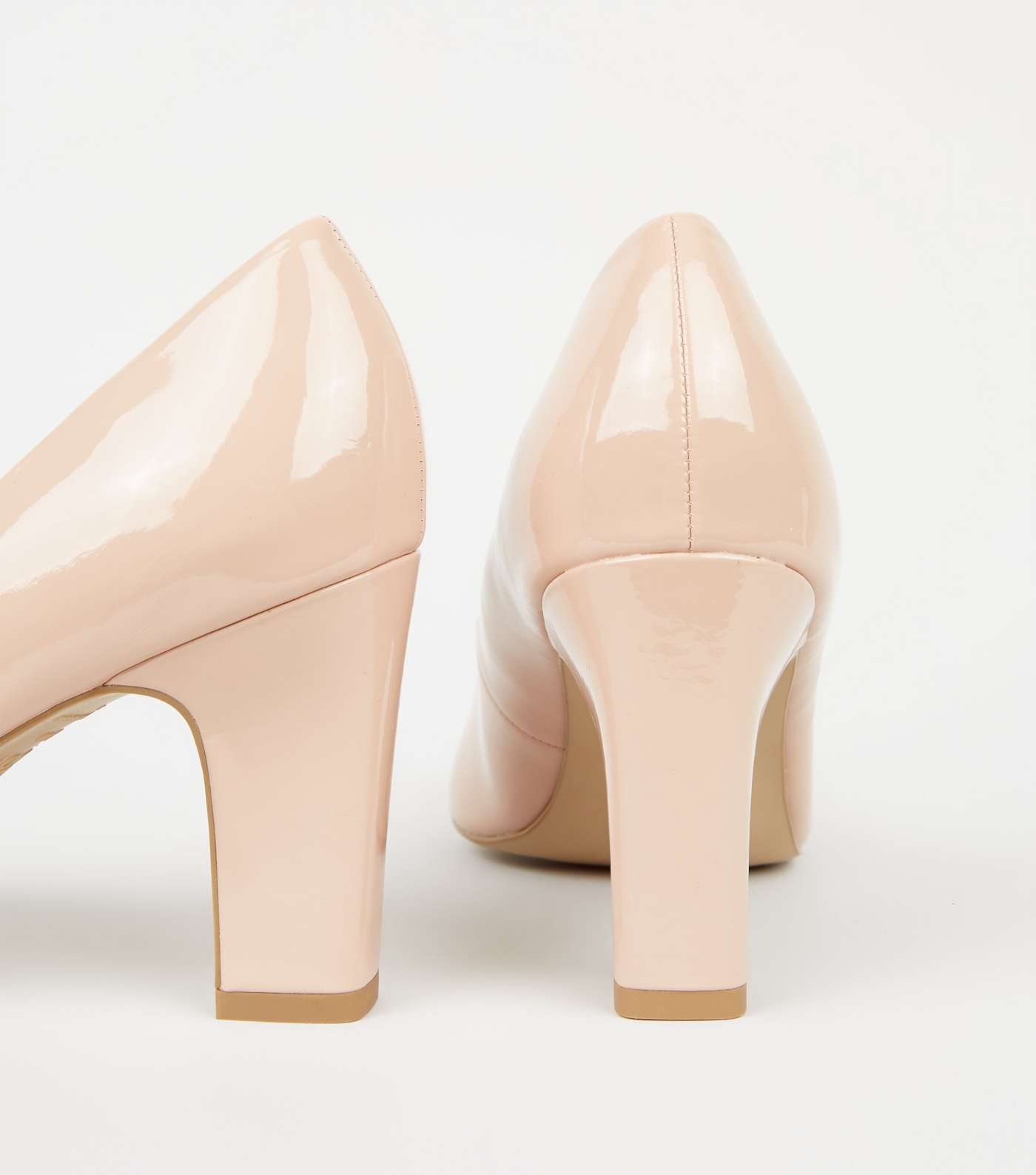 Wide Fit Pale Pink Block Heel Court Shoes Image 3