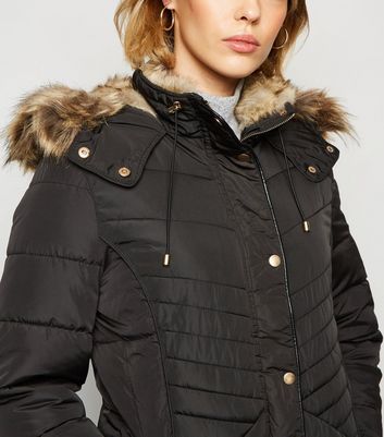 faux fur lined puffer jacket