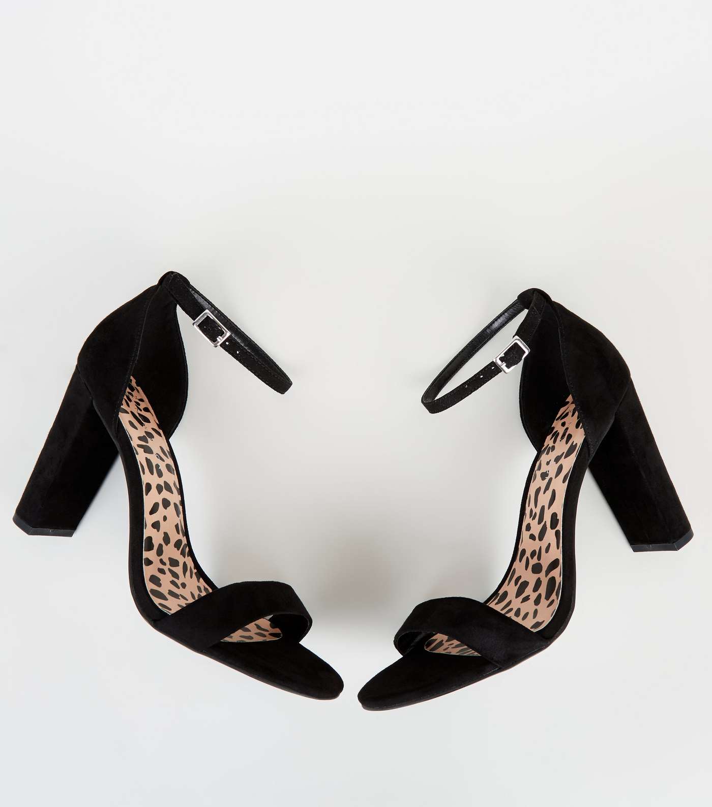 Wide Fit Black Leopard Print Insole Heeled Sandals  Image 4