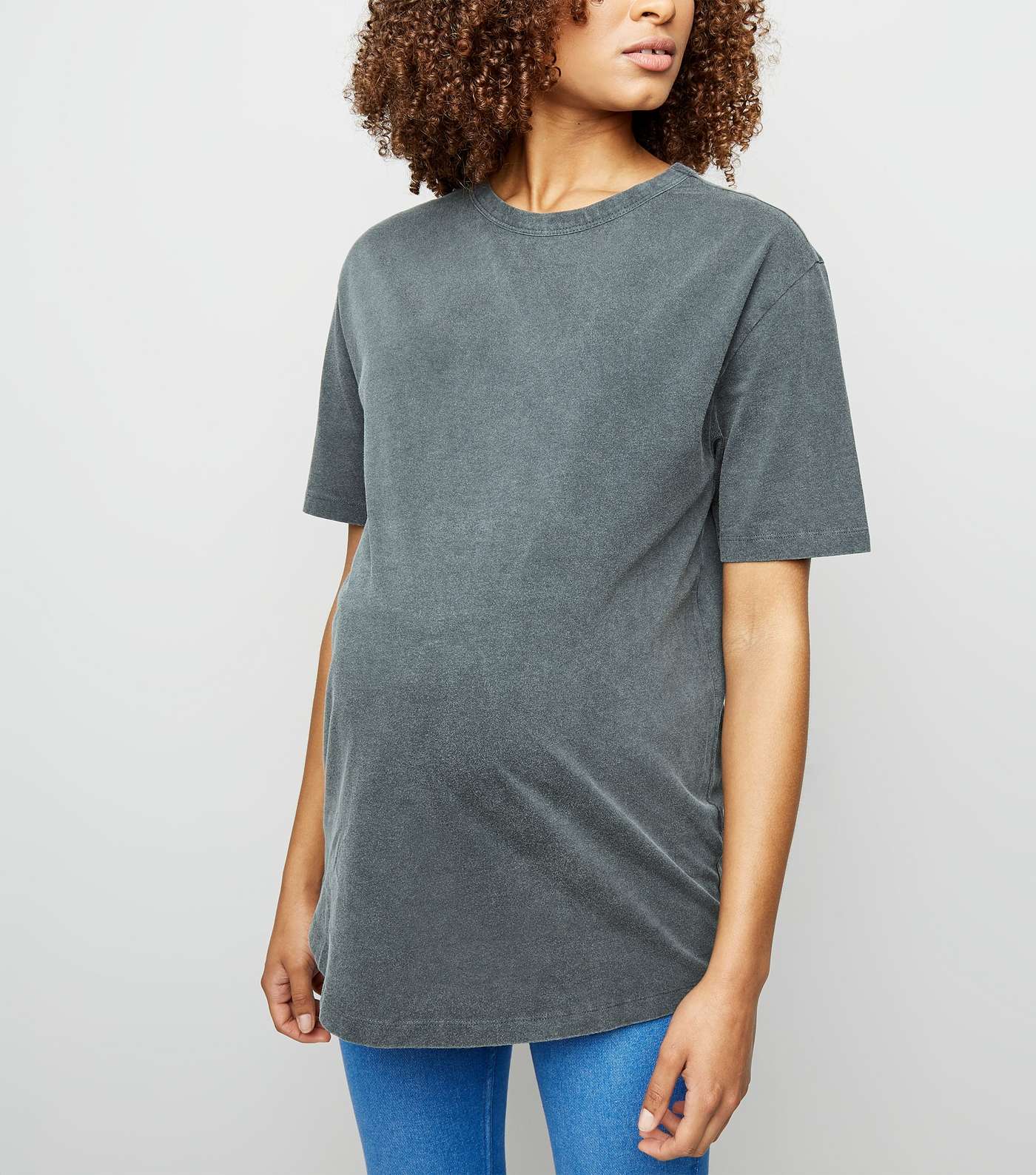 Maternity Grey Acid Wash Oversized T-Shirt