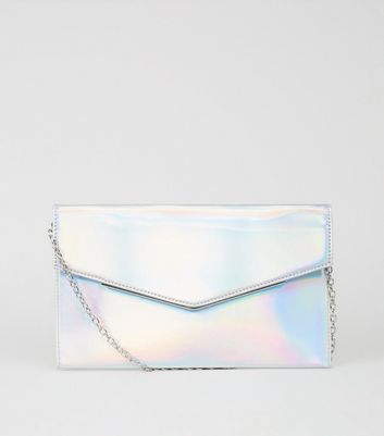 new look silver clutch bag