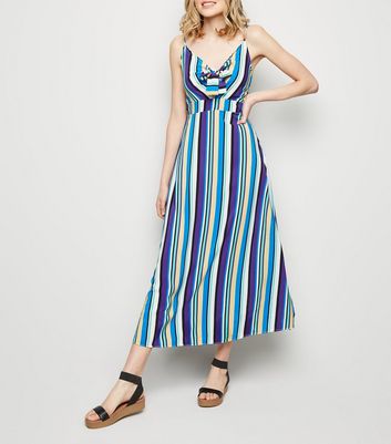 Brave Soul Blue Stripe Tie Front Maxi Dress New Look shop for Brave Soul Blue Stripe Tie Front Maxi Dress New Look at Shopo