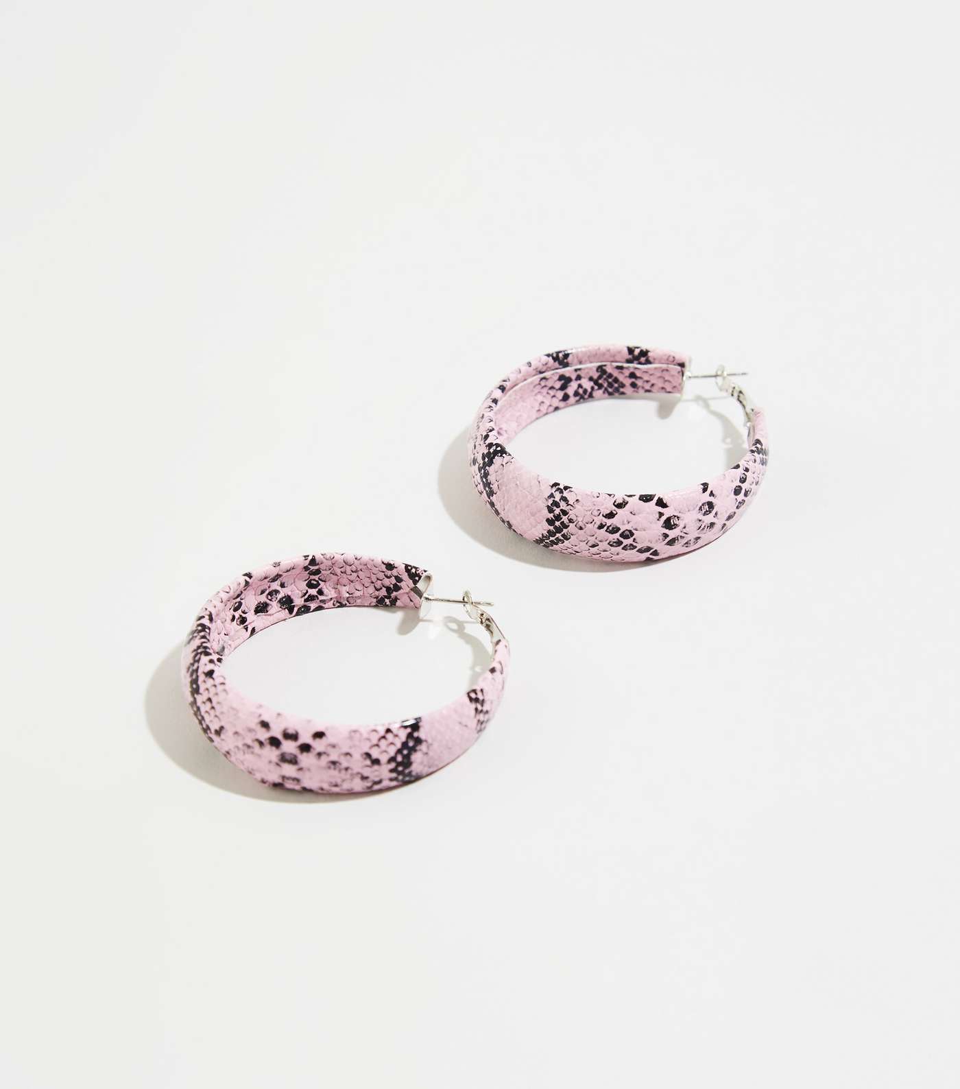 Mid Pink Snake Print Hoop Earrings