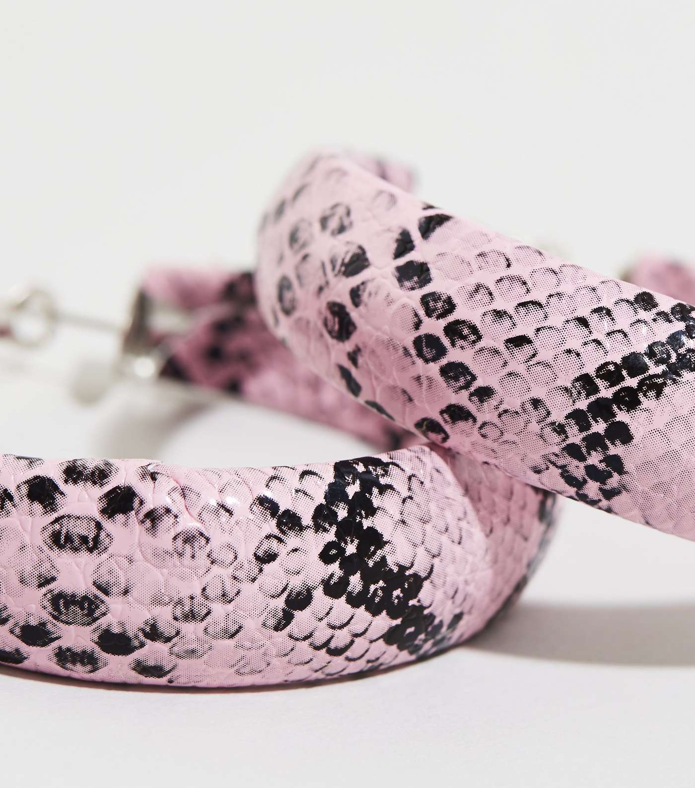 Mid Pink Snake Print Hoop Earrings Image 3