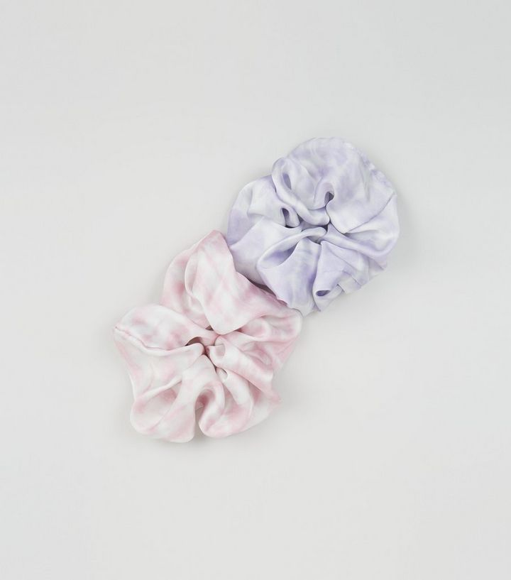 2 Pack Multicoloured Tie Dye Scrunchies New Look