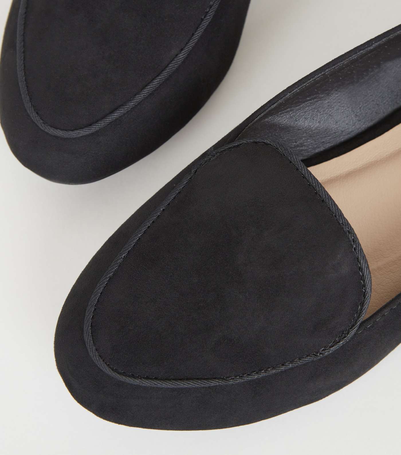 Black Suedette Piped Edge Loafers Image 3