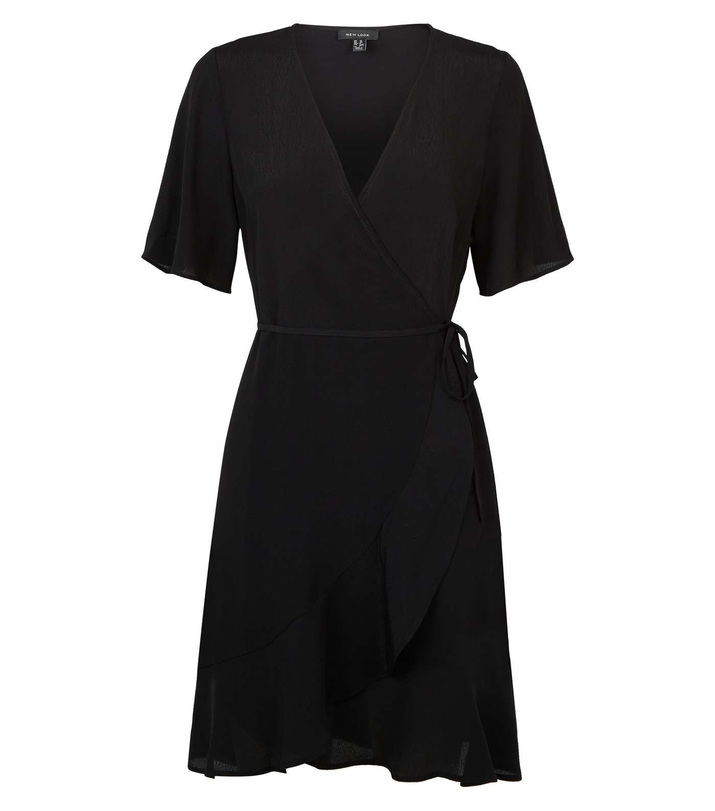 Black Frill Hem Wrap Mini Dress Image 4