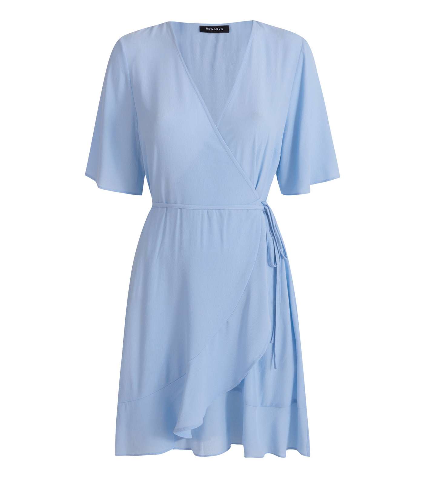 Blue Frill Hem Wrap Mini Dress