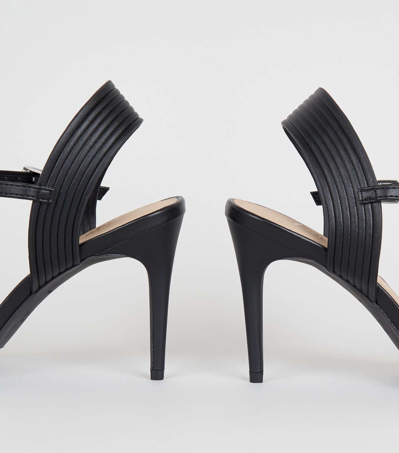 Black Suedette Piped Stiletto Court Shoes Image 4