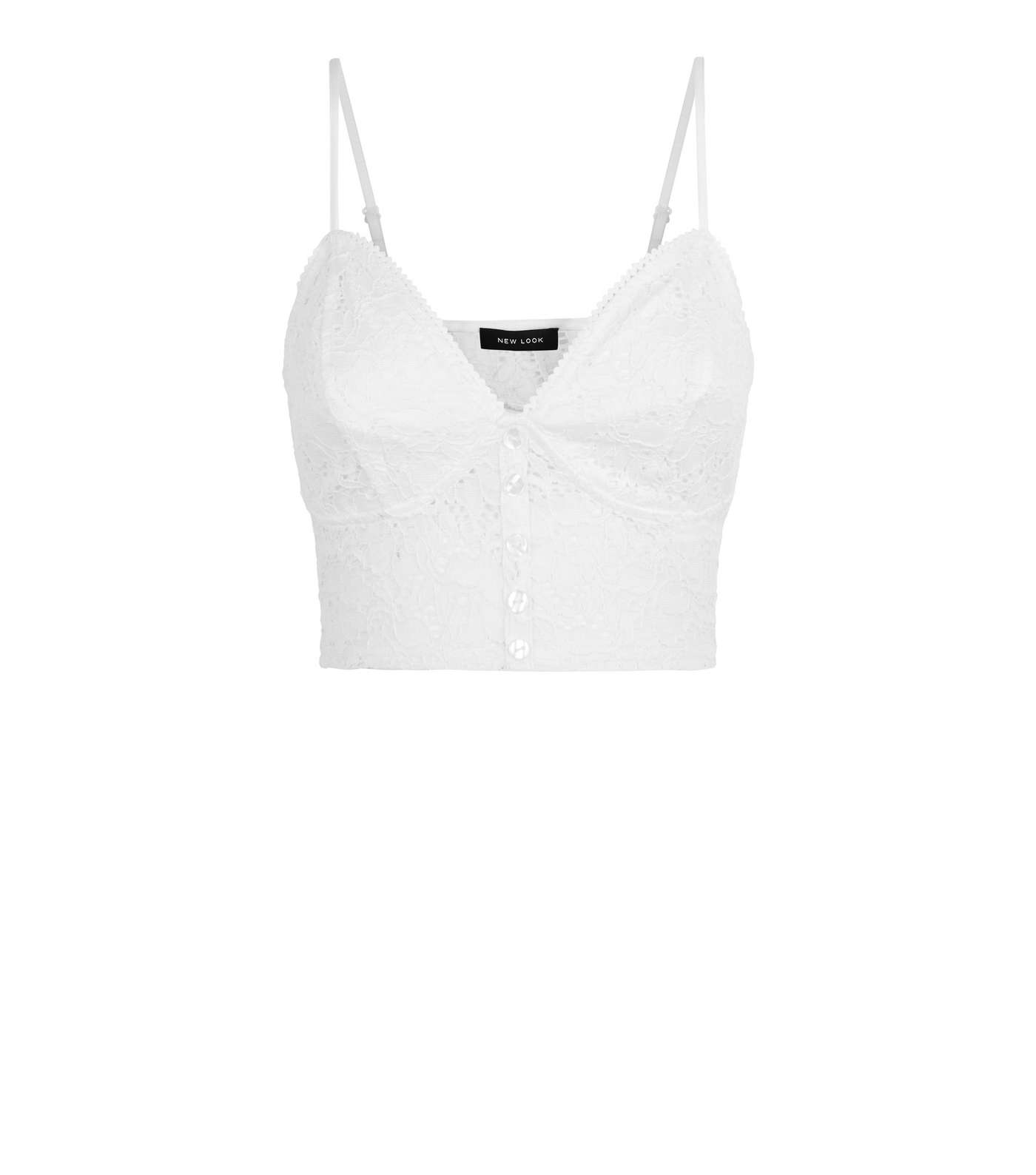 Off White Lace Button Front Bralette Image 4