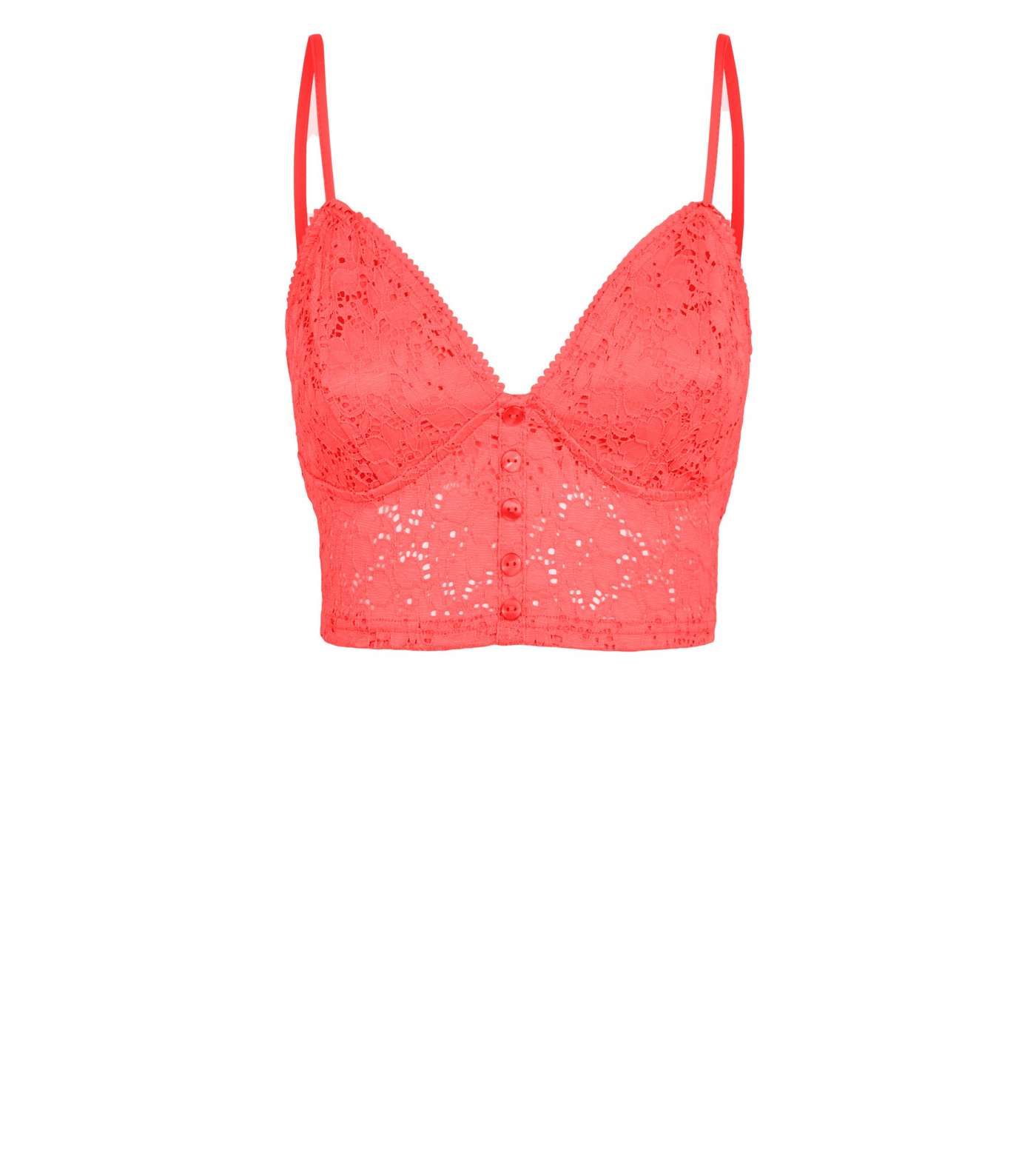 Pink Neon Lace Button Front Bralette Image 4