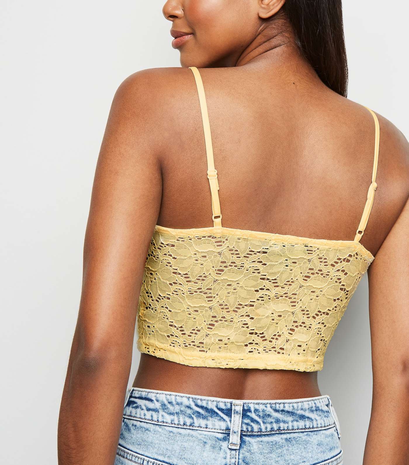 Yellow Lace Button Front Bralette  Image 3