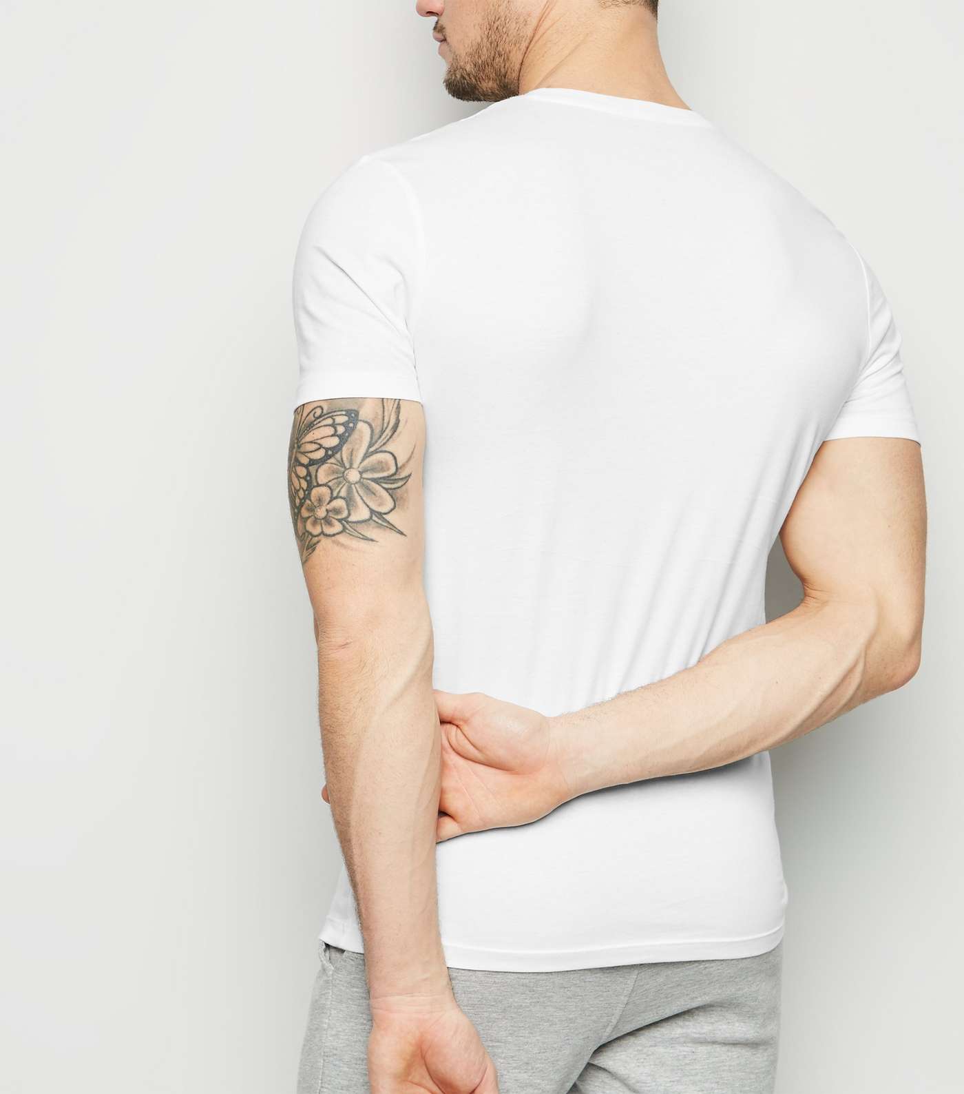 White TW9 Embroidered Muscle Fit T-Shirt Image 3