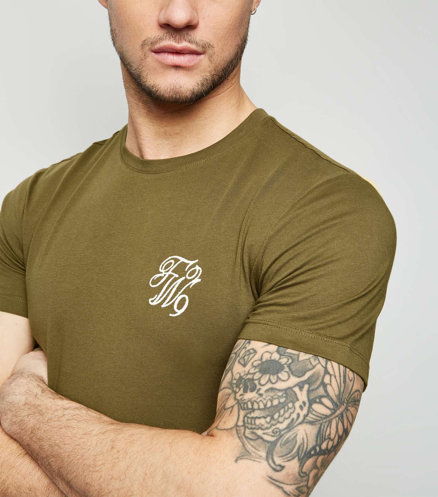 Green TW9 Embroidered Muscle Fit T-Shirt Image 5