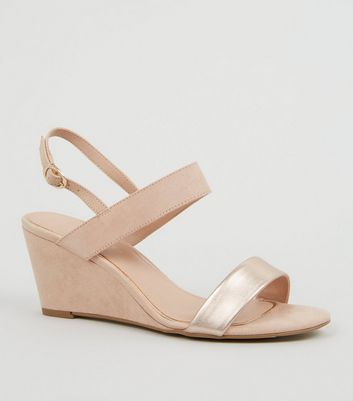 wide fit nude wedges