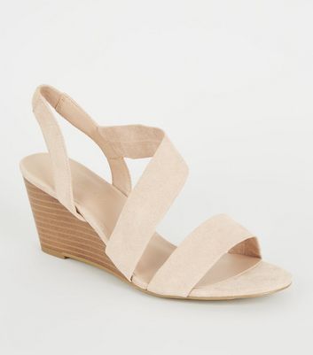 wide fit nude wedges