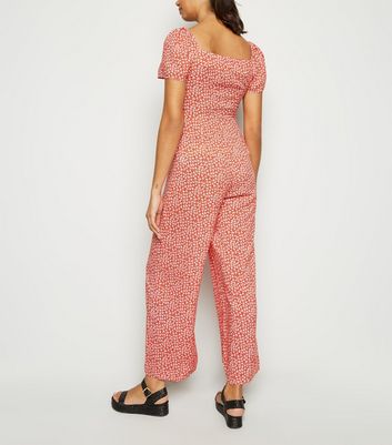 new look red floral jumpsuit