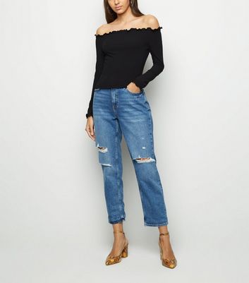 black bardot top with sleeves