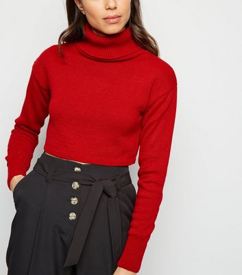 red roll neck jumper womens